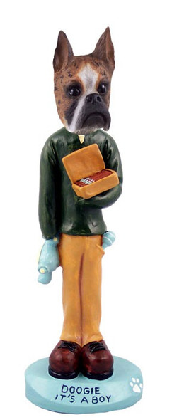 Brindle Boxer It's a Boy Doogie Collectible Dog Figurine