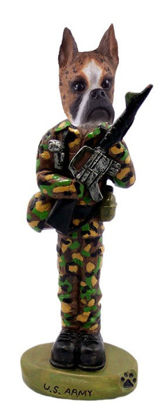 Brindle Boxer U S Army Doogie Collectible Dog Figurine