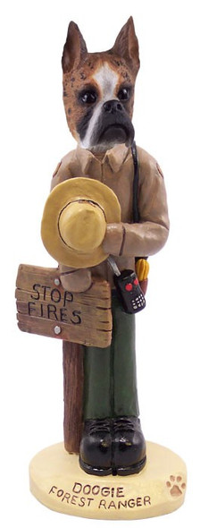 Brindle Boxer Forest Ranger Doogie Collectible Dog Figurine