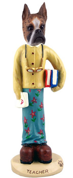 Brindle Boxer Female Teacher Doogie Collectible Dog Figurine