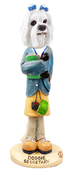 Maltese Secretary Doogie Collectible Dog Figurine