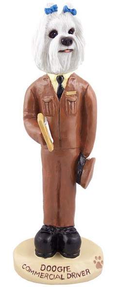 Maltese Commercial Driver Doogie Collectible Dog Figurine