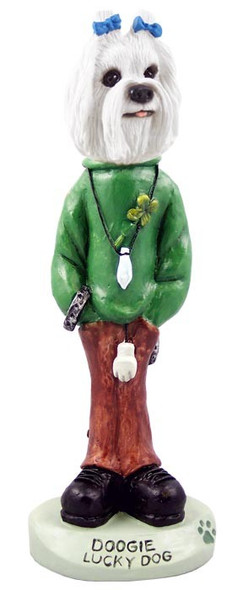Maltese Lucky Doogie Collectible Dog Figurine