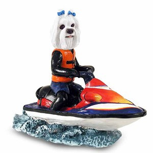 Maltese Jet Ski Doogie Collectible Dog Figurine