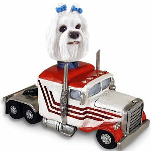 Maltese Truck Tractor Doogie Collectible Dog Figurine