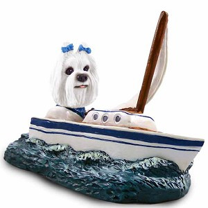 Maltese Sailboat Doogie Collectible Dog Figurine
