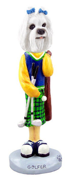 Maltese Golf Doogie Collectible Dog Figurine