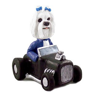 Maltese Hot Rod Doogie Collectible Dog Figurine