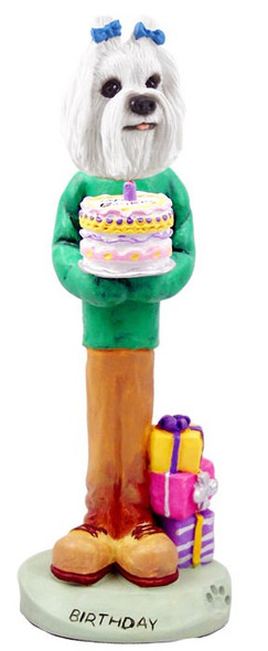 Maltese Birthday Doogie Collectible Dog Figurine