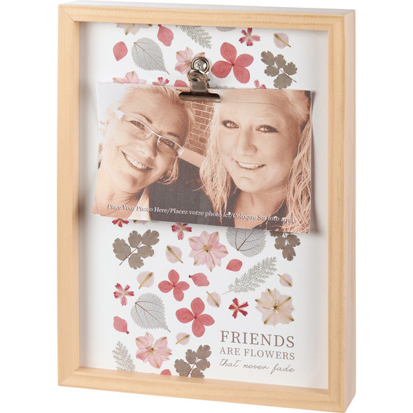 Decorative Inset Wooden Box Sign With Photo Holder Clip - Friends Are Flowers That Never Fade 8x11 from Primitives by Kathy