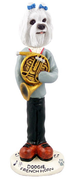 Maltese French Horn Doogie Collectible Dog Figurine