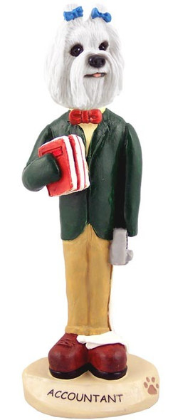 Maltese Accountant Doogie Collectible Dog Figurine