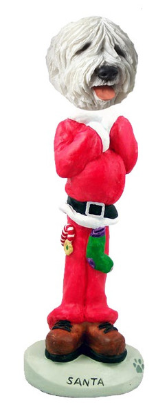 Old English Sheepdog Santa Doogie Collectible Dog Figurine