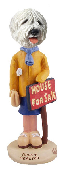 Old English Sheepdog Female Realtor Doogie Collectible Dog Figurine