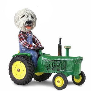 Old English Sheepdog Tractor Doogie Collectible Dog Figurine