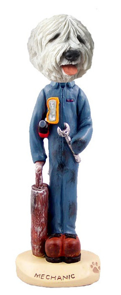 Old English Sheepdog Mechanic Doogie Collectible Dog Figurine