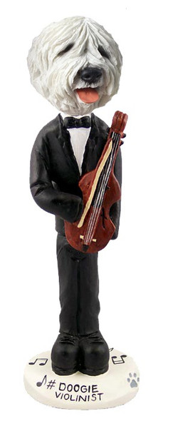 Old English Sheepdog Violinist Doogie Collectible Dog Figurine