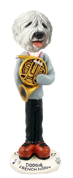 Old English Sheepdog French Horn Doogie Collectible Dog Figurine
