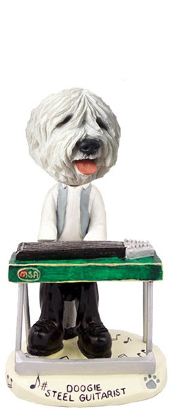 Old English Sheepdog Steel Guitarist Doogie Collectible Dog Figurine