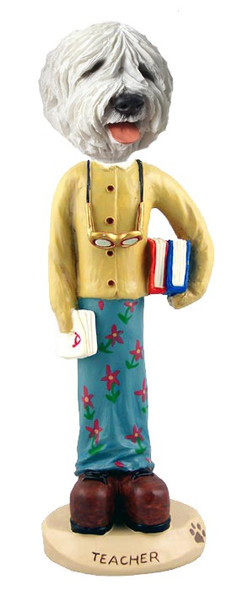 Old English Sheepdog Female Teacher Doogie Collectible Dog Figurine