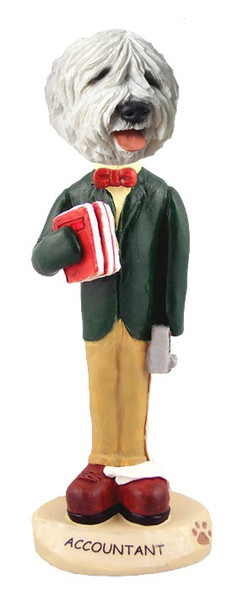 Old English Sheepdog Accountant Doogie Collectible Dog Figurine