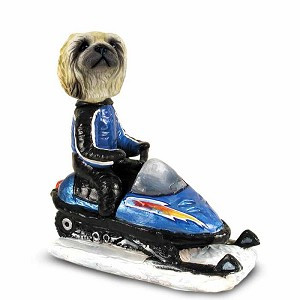 Pekingese Snowmobile Doogie Collectible Dog Figurine