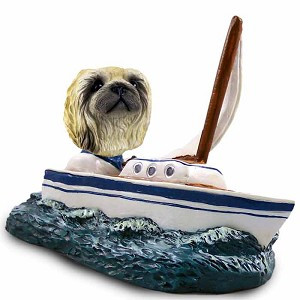 Pekingese Sailboat Doogie Collectible Dog Figurine