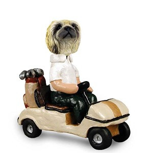 Pekingese Golf Cart Doogie Collectible Dog Figurine