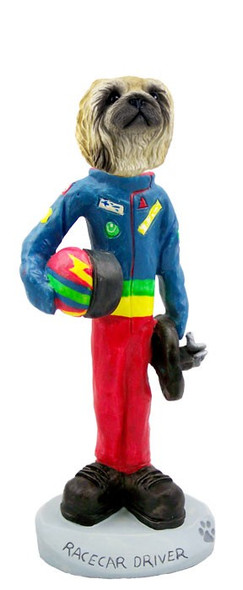 Pekingese Racecar Driver Doogie Collectible Dog Figurine