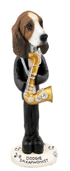 Basset Hound Saxophonist Doogie Collectible Dog Figurine