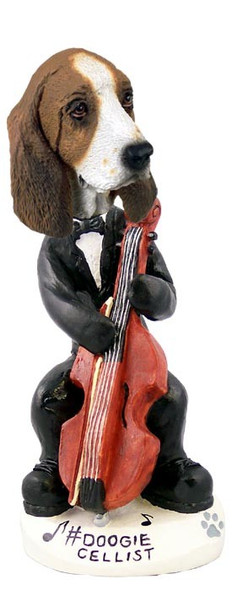 Basset Hound Cellist Doogie Collectible Dog Figurine
