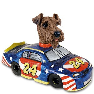 Airedale Race Car Doogie Collectible Dog Figurine