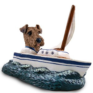 Airedale Sailboat Doogie Collectible Dog Figurine