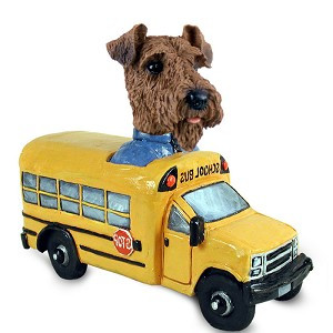 Airedale School Bus Doogie Collectible Dog Figurine
