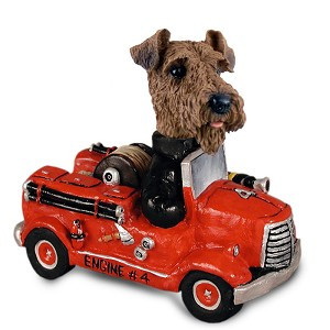 Airedale Fire Engine Doogie Collectible Dog Figurine