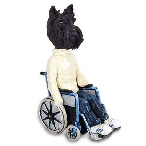 Scottish Terrier Wheelchair Doogie Collectible Dog Figurine