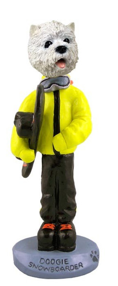 West Highland White Terrier Snowboarder Doogie Collectible Dog Figurine