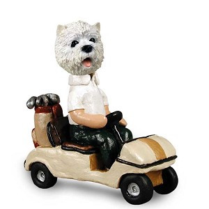 West Highland White Terrier Golf Cart Doogie Collectible Dog Figurine