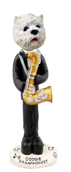 West Highland White Terrier Saxophonist Doogie Collectible Dog Figurine