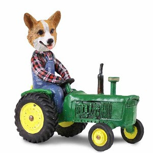 Pembroke Welsh Corgi Tractor Doogie Collectible Dog Figurine