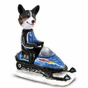 Cardigan Welsh Corgi Snowmobile Doogie Collectible Dog Figurine