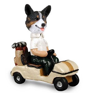 Cardigan Welsh Corgi Golf Cart Doogie Collectible Dog Figurine