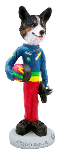 Cardigan Welsh Corgi Racecar Driver Doogie Collectible Dog Figurine