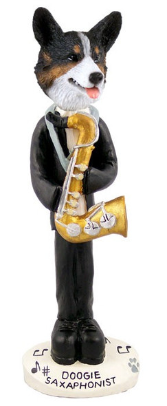 Cardigan Welsh Corgi Saxophonist Doogie Collectible Dog Figurine