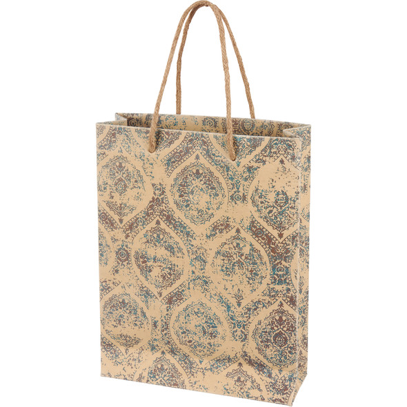 Small Paper Gift Bag - Indigo Blue Paisley Design from Primitives by Kathy