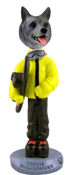 Norwegian Elkhound Snowboarder Doogie Collectible Dog Figurine