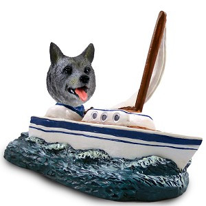 Norwegian Elkhound Sailboat Doogie Collectible Dog Figurine