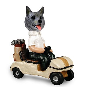 Norwegian Elkhound Golf Cart Doogie Collectible Dog Figurine