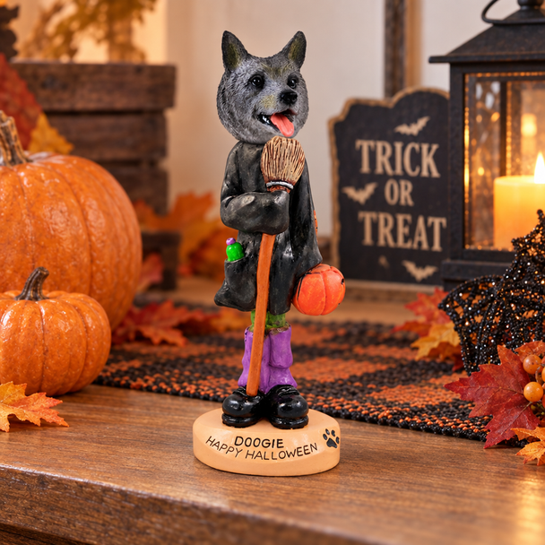 Norwegian Elkhound Happy Halloween Doogie Collectible Dog Figurine