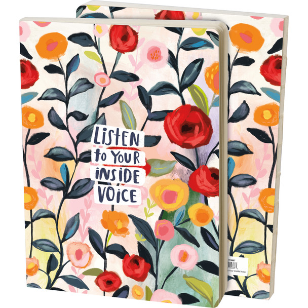 Colorful Double Sided Journal Notebook - Listen To Your Inside Voice - Floral Print (160 Pages) from Primitives by Kathy